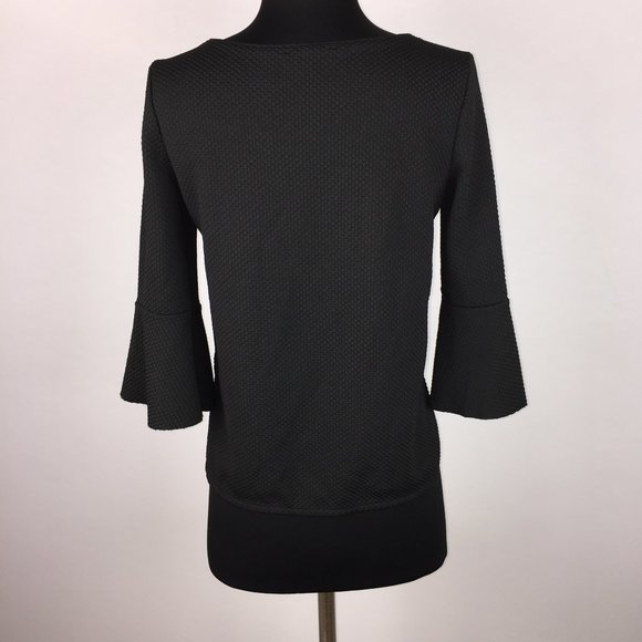 Zara W&B S Textured Blouse Top 3/4 Bell Sleeves - Picture 9 of 10